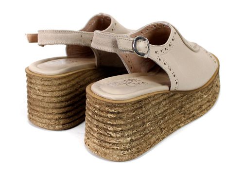 Solena Vire – sandale damă cu platformă din piele naturală bej