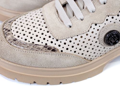 Lunara Core – pantofi damă din piele naturală perforată, bej