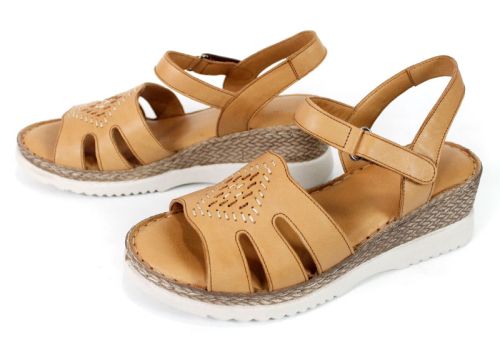 Arlena Voss – sandale damă din piele naturală cu platformă joasă, maro deschis