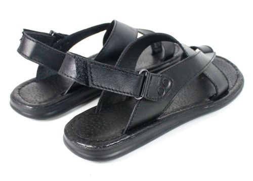 Sandale bărbătești negre Raven Stride din piele naturală cu design deschis