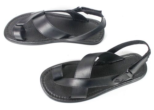 Sandale bărbătești negre Raven Stride din piele naturală cu design deschis