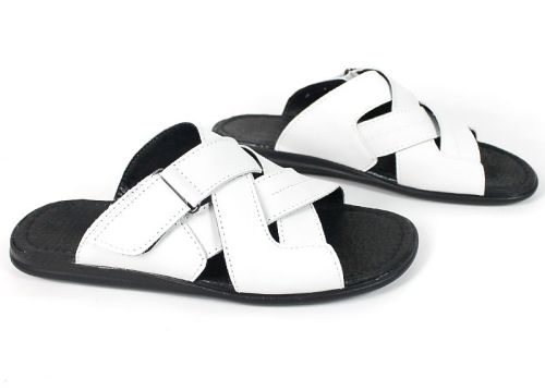 Nero Flexo – papuci pentru bărbați din piele naturală, alb