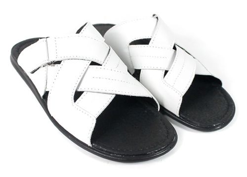 Nero Flexo – papuci pentru bărbați din piele naturală, alb
