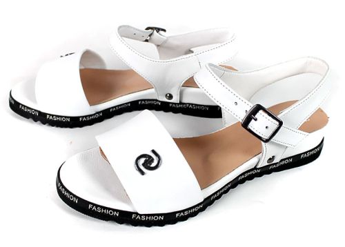 Isabella Cortez – sandale damă din piele naturală albă cu design contrast