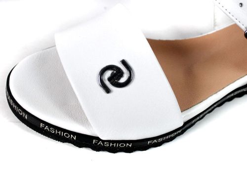Isabella Cortez – sandale damă din piele naturală albă cu design contrast