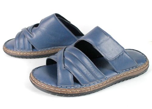 Diego Navarro papuci bărbătești din piele naturală albastru denim