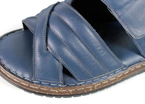 Diego Navarro papuci bărbătești din piele naturală albastru denim