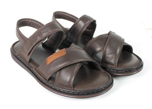Notte Classico – Sandale bărbătești confortabile din piele naturală maro închis