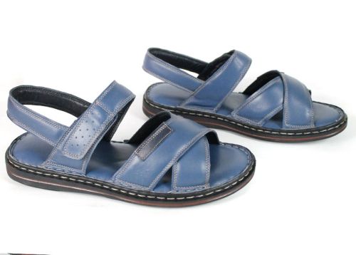 Notte Classico – Sandale bărbătești confortabile din piele naturală albastru denim