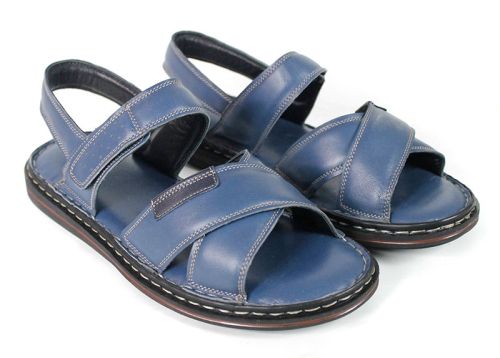 Notte Classico – Sandale bărbătești confortabile din piele naturală albastru denim