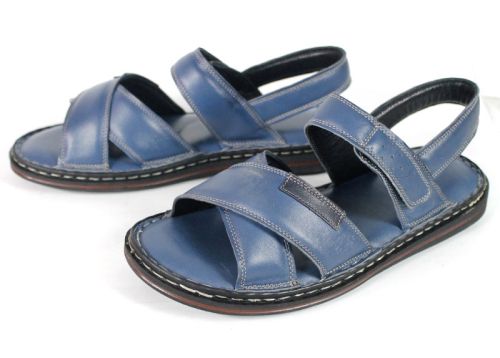 Notte Classico – Sandale bărbătești confortabile din piele naturală albastru denim
