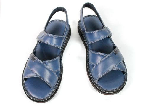 Notte Classico – Sandale bărbătești confortabile din piele naturală albastru denim