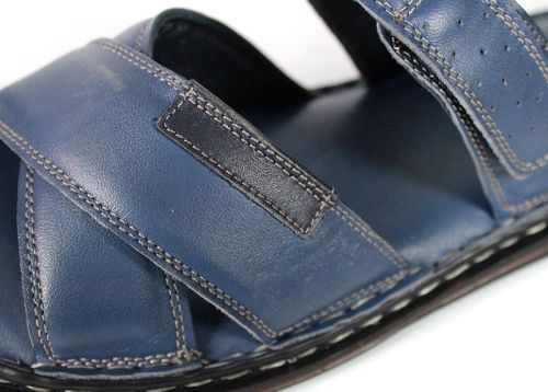 Notte Classico – Sandale bărbătești confortabile din piele naturală albastru denim