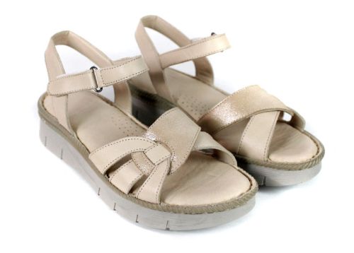 Talina Sora – Sandale damă din piele naturală bej cu talpă confortabilă