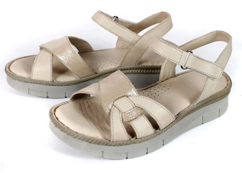 Talina Sora – Sandale damă din piele naturală bej cu talpă confortabilă