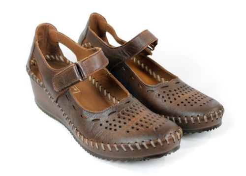 1237TKK – pantofi damă de vară din piele naturală maro