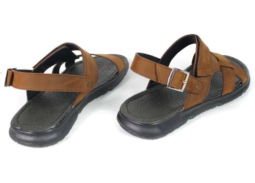 Mirello Vance – Sandale bărbătești din piele naturală Crazy Horse maro cu branț confortabil