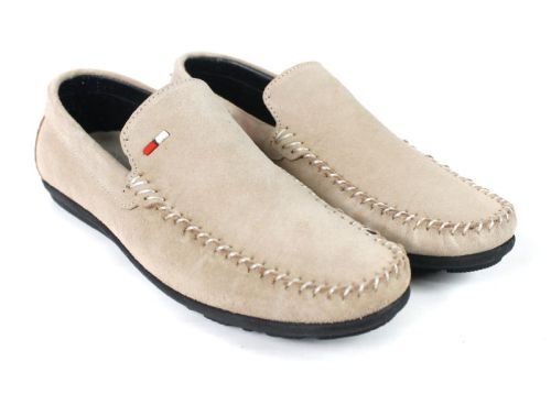 Miro Classico – Mocasini bărbătești din piele naturală velur bej