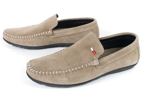 Miro Classico – Mocasini bărbătești din piele naturală velur maro nisipiu