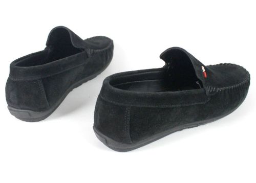 Miro Classico – Mocasini bărbătești din piele naturală velur în negru