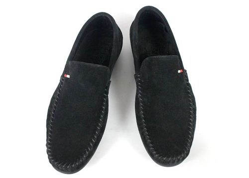 Miro Classico – Mocasini bărbătești din piele naturală velur în negru