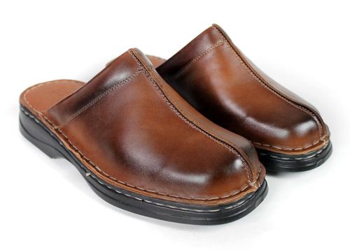Saboți bărbătești Comfort Drive din piele naturală maro