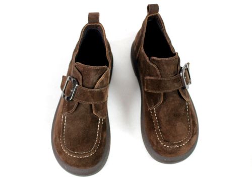 Pantofi casual damă din piele naturală velur maro