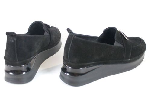 Pantofi casual damă din piele naturală velur negru