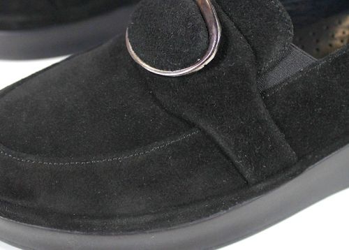Pantofi casual damă din piele naturală velur negru