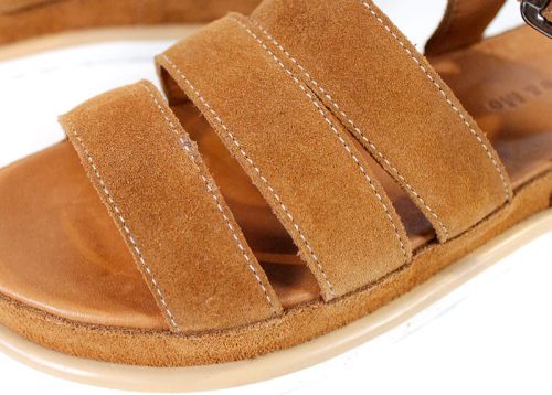 Sandale damă din piele velur naturală culoare maro deschis