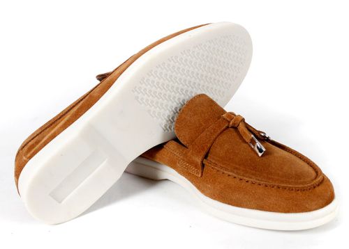 Mocasini damă din piele întoarsă naturală maro deschis – Vero Lume