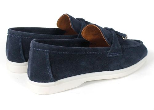 Mocasini damă din piele întoarsă naturală bleumarin – Vero Lume