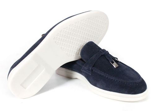 Mocasini damă din piele întoarsă naturală bleumarin – Vero Lume