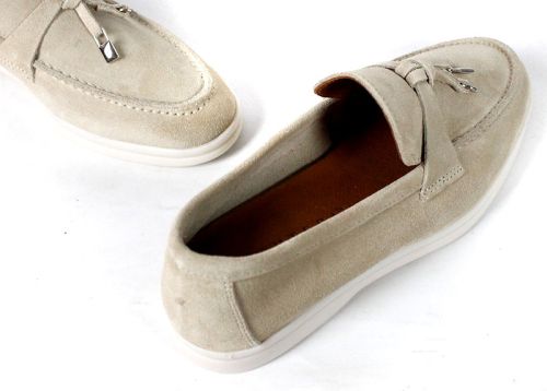 Mocasini damă din piele întoarsă naturală bej – Vero Lume