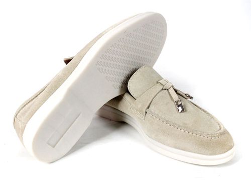 Mocasini damă din piele întoarsă naturală bej – Vero Lume