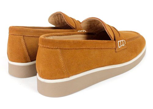 Mocasini damă din piele întoarsă naturală maro deschis – Vero Lume