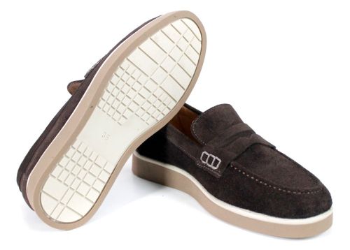 Mocasini damă din piele întoarsă naturală maro deschis – Vero Lume