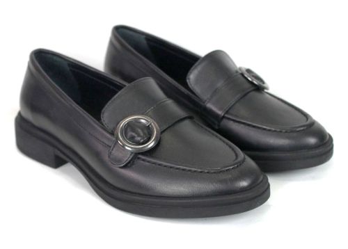 Mocasini damă Isabella Romano din piele naturală neagră