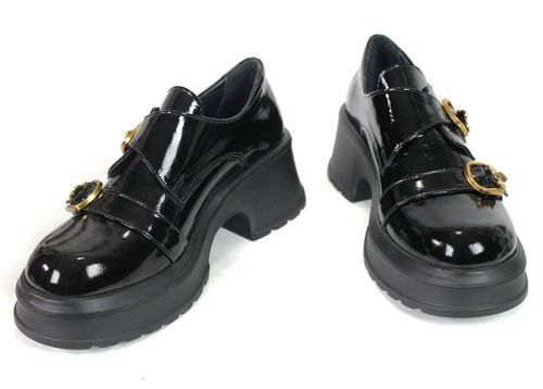 Pantofi eleganți damă din piele naturală lăcuită