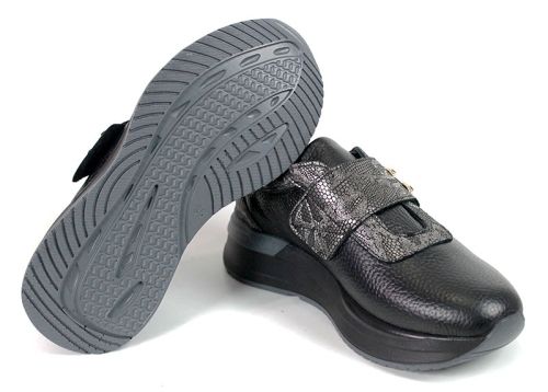 Sneakers damă negri cu velcro și branț cu memorie