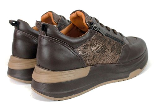 Sneakers damă Bianca Morelli din piele naturală cu imprimeu snake bronz