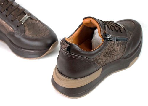 Sneakers damă Bianca Morelli din piele naturală cu imprimeu snake bronz