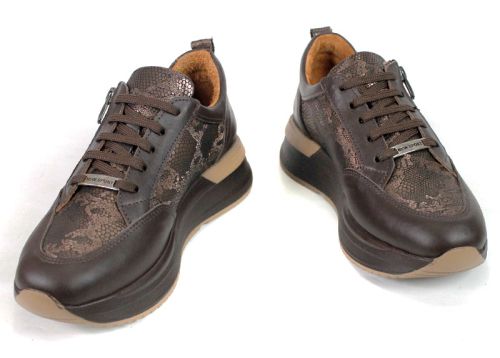 Sneakers damă din piele naturală cu branț memory foam