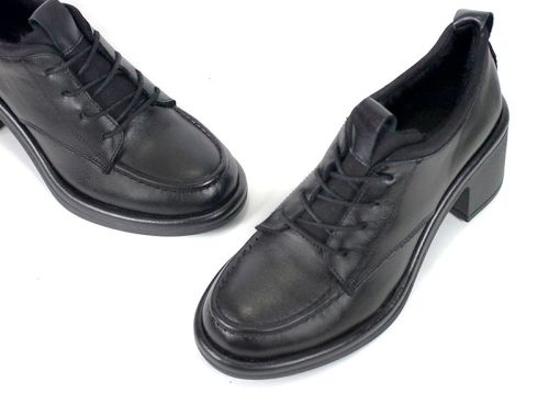Pantofi eleganți damă cu toc mediu din piele naturală
