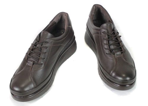 Pantofi damă din piele naturală cu platformă maro