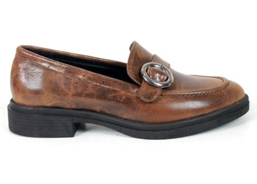 Women's Leather Loafers Isabella Romano in Light Cognac Mélange