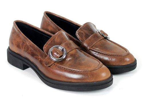 Women's Leather Loafers Isabella Romano in Light Cognac Mélange