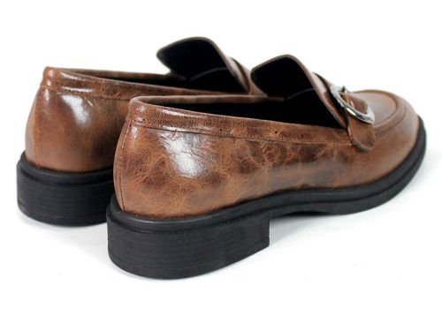 Women's Leather Loafers Isabella Romano in Light Cognac Mélange