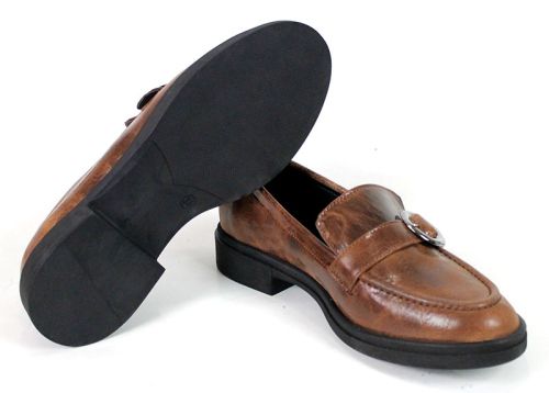 Isabella Romano women's genuine leather loafers light cognac mélange