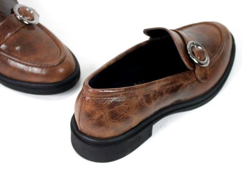 Women's light brown genuine leather loafers